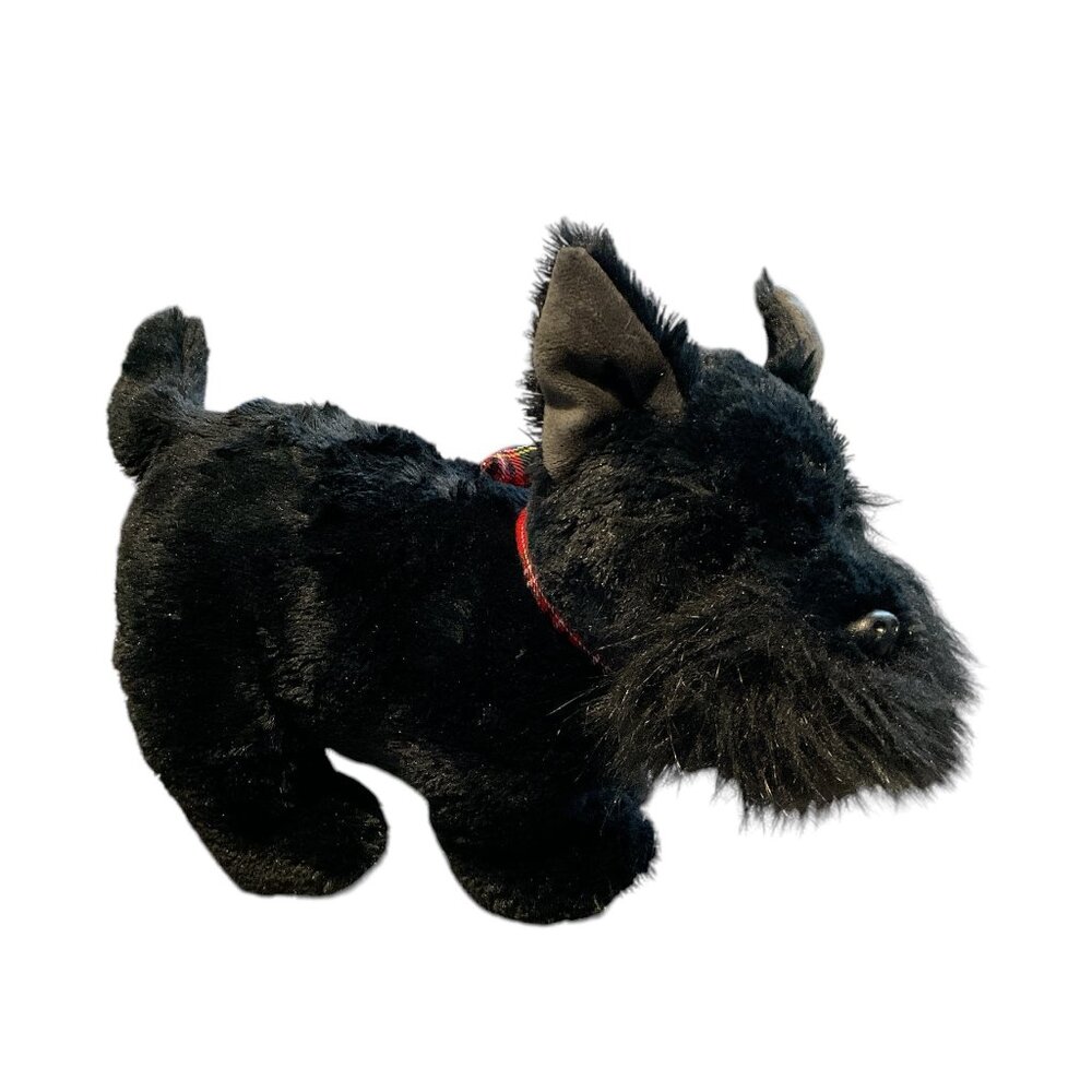 PIER 1 IMPORTS Plush Scottie Dog with Tartan Plaid Scarf and Paws 10" High
